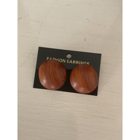 Handcrafted Wooden Button Earrings Made In The Philippines - Picture 1 of 3